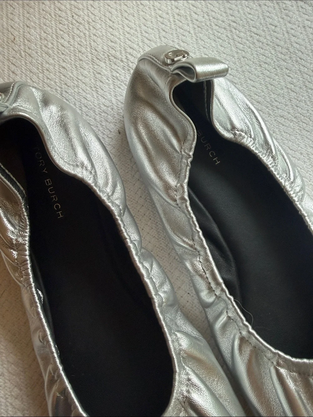 Tory Burch Metallic Silver  Ballet Flats